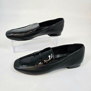 Donald Pliner Black Patent & Smooth Halia Loafers Square Toe Women's Size US 8